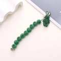 Dark green flocked plush bear pendant phone charm bracelet with soft velvet texture beads - K688 Flocked Standing Bear (dark Green) / Bracelet
