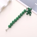 Short forest green flocked bead phone strap with a cute bear pendant and silver clips - Avocado Green Bear (K690) / Avocado Green (Bear)