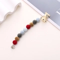 Short plush beaded phone strap with cute cartoon bear charm and secure metal clasp - Multicolor Flocking Bear (K1638) / Multicolor (Bear)