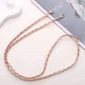 Détail de la chaîne dorée entrelacée de cuir rose avec mousquetons pour sacs à main - Chaîne bandoulière / Rose Coréen (K003)