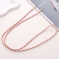 Bandoulière chaîne en cuir rose et métal doré avec fermoirs mousquetons pour sacs - Chaîne bandoulière / Rose Clair (K1921)