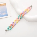 Macro detail of macaron colored matte acrylic chain links with silver magnetic clasp - K249 Iridescent Acrylic Wristlet (With Screws)