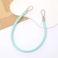 Light blue faux leather handle strap with silver spring buckles for bags or phone cases - Light Green (K1698)