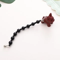 Beaded French Bulldog phone charm with gradient black resin beads and red dog pendant - Bead / Burgundy