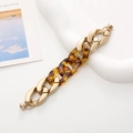 Chic acrylic and matte gold metal link phone chain strap with marble texture links - K480 Gold and Leopard (With Screws)