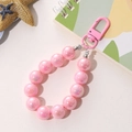 Sweet pink pearlescent beaded keychain and bag charm with metallic lobster clasp - Mermaid Beaded Pendant (K1990) / Pink