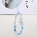 Blue beaded phone charm with resin bear pendant, star and rainbow beads decorations - Blue Beaded Bear Style (K1258)