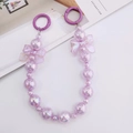 Iridescent purple beaded phone strap with cute bow accents and metallic round clasps - Hand Chain / Purple (K2026)