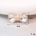 Macro detail of rhinestone bow accessory showing 4cm width and 2cm height dimensions - Teardrop Artificial Crystal Bowknot (D512)