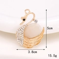 Détail du pendentif cygne avec strass, pierre œil de chat blanche et mesure de 5cm - Alliage / Cygne Oeil de Chat Blanc (D202)