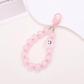 Macro shot of pink double-layer acrylic beads with a star smiley face and heart clasp - Star Smiley Face Pendant-Pink (K1617)
