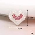 Ciondolo a cuore con strass e perle bianche per cover cellulare e decoro scarpe DIY - Cuore (Base Argentata Rosa) (D1872)