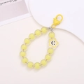 Detail of yellow smiley star bead charm with transparent beads and heart clasp - Star Smiley Face Pendant-Yellow (K1615)