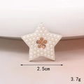 Star-shaped DIY charm with white pearls and central brown crystals for accessories - Star (Silver Base Champagne) (D1870)