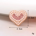 Ciondolo a cuore con strass rosa e perle con base dorata per custodie e scarpe - Cuore (Base Dorata Rosa) (D1871)