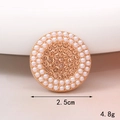 Ciondolo rotondo dorato con perle bianche e strass color champagne, 2,5 cm - Tondo (Base Dorata Champagne) (D1877)