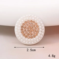 Ciondolo rotondo da 2,5cm con doppio bordo di perle e cristallo ambra per artigianato DIY - Tondo (Base Argentata Champagne) (D1878)