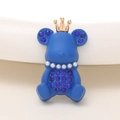 Charm ours bleu royal avec couronne, perles et strass bleus pour accessoires DIY - Bleu Klein