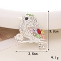 Colorful bird brooch pin with crystals measuring 3.8cm by 3.5cm and weighing 9.1g - Alloy / D1561 Bird (Silver)
