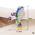 Macro view of colorful enamel hummingbird brooch showing 4cm height and 3.5cm width - Alloy / D1247 Hummingbird (Silver)