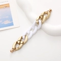 Acrylic chunky chain phone strap with white resin links and golden matte metal buckles - K481 Gold and White (With Screws)