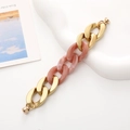 Pink marble acrylic and gold metal link phone strap with sturdy round clasps - K482 Gold and Pink (With Screws)