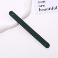 Detail of dark green lychee textured leather wrist strap with fine edge stitching - Dark Green