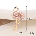 Golden flamingo brooch with pink crystals and white diamonds, 4.2cm tall elegant jewelry - Alloy / D1606 Pink