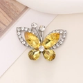 Crystal butterfly accessory with yellow teardrop gemstones and silver metal finish - D1470 Marquise Butterfly (Champagne)