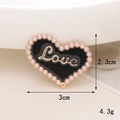 Καρδιά με πέρλες και μαύρο σμάλτο Love για DIY διακόσμηση παπουτσιών και θηκών - Μαύρη Καρδιά Αγάπης με Μαργαριτάρι