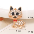 Abalorio de gato con diamantes de imitación y lazo rojo para accesorios DIY, altura 4,7 cm - D1114 Gato (Base Oro Rojo)
