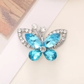 Elegant silver butterfly pin accessory with light blue gemstones and white rhinestones - D1479 Marquise Butterfly (Lake Blue)
