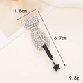 Dimensions détaillées du charm chat en alliage serti de diamants de 1,8 cm sur 6,7 cm - D520 Pendentif Chat Strass (Blanc)