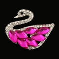 Swan jewelry accessory with sparkling rose red gems and white crystal accents - Rose Red Swan Style (D1186)