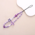 Bijou de téléphone violet perlé avec breloques en résine bonbon et papillon - K1059 Chaîne Téléphone Bonbon Violet (K1059)