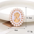 Detail view of a vintage oval cameo brooch with pearls, size 5.2cm by 4cm, 17.3g weight - White Cameo