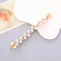 Double-layer pearl and rhinestone phone strap with golden heart-shaped metal clasps - K2400 Artificial Pearl Bracelet (Heart Clasp)