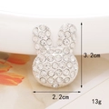 Ciondolo a coniglio in argento con strass bianchi, 3,2x2,2cm, per accessori scarpe - Simpatico Coniglio Bianco (D399)