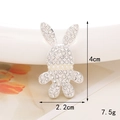 Ciondolo coniglio fai-da-te in lega di zinco con strass bianchi e perle 4cm per 2,2cm - Testa di Coniglio con Perle (Argento) (D1273)