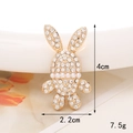 Ciondolo a forma di coniglio dorato con strass bianchi e perle per scarpe e DIY - Testa di Coniglio con Perle (Oro) (D1274)