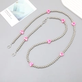 Vista detallada de cuentas UV plateadas con corazones rosas y cierres para bolsos - Estilo de Corazón (K746) / Rosa