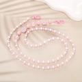 Pink and white beaded cat claw strap with metal lobster clasps for phones and bags - Cat Paw Crossbody Style / Pink Cat Paw Style (K038)