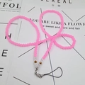 Pink crystal jade beads mobile phone lanyard with gold accents and lobster clasp - Pink