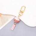 Japanischer Glückskatzen-Schlüsselanhänger mit goldenem D-Ring und Schildern für DIY-Handyhüllen - Rosa Glückskatze Anhänger (K581)
