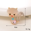 Creative owl cat brooch with golden plating cat-eye stone and rhinestones 4x4cm - Cat's Eye Fox