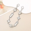 Catena in metallo argento con grandi gemme trasparenti e chiusure a moschettone - Chiusura a Moschettone - Circa 30cm / Catena a Mano con Gemma Rettangolare (K096)