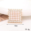 Accessorio perla cuore quadrato in lega di zinco con cornice dorata e strass, 4cm 19.4g - Quadrato Perla Strass (Oro) (D1674)
