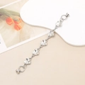 Elegante bracciale a cuore in argento con cinque cristalli e chiusura magnetica - Chiusura Magnetica - Circa 16cm / Bracciale con Gemma a Cuore (K093)