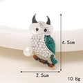 Silver owl accessory with green enamel and white pearl, measuring 4.5cm by 2.5cm - Silver Base Blue Branch Owl