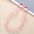 Pink beaded phone charm with glittery bows and dual spring ring clips for accessories - Hand Chain / K004 Mermaid Luster Irregular Beads (Pink)